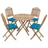 vidaXL Ensemble &agrave; manger d'ext&eacute;rieur pliable 5pcs avec coussins Bambou