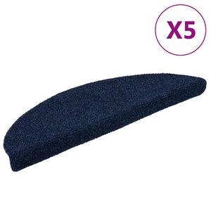 vidaXL Tapis d'escalier autocollants 5 pi&egrave;ces 56x17x3 cm Bleu marine