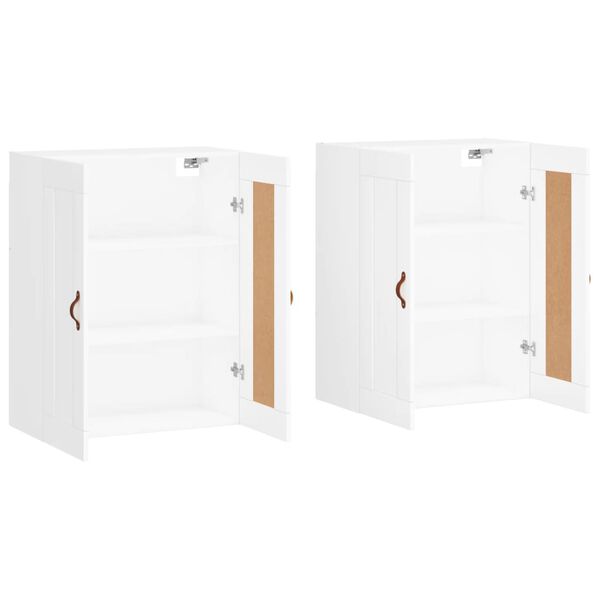 vidaXL Armoires murales 2 pcs blanc bois d'ing&eacute;nierie