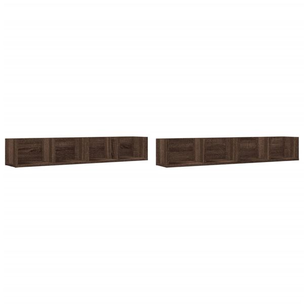 vidaXL Armoires murales 2pcs ch&ecirc;ne marron 99x18x16,5cm bois ing&eacute;nierie