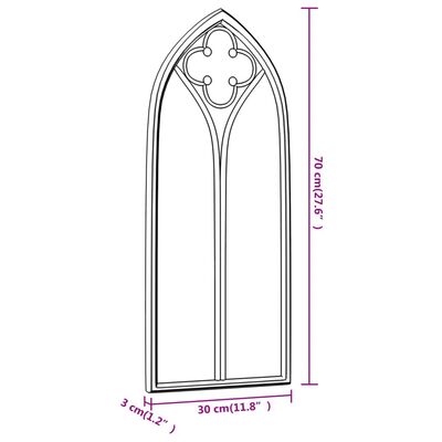 vidaXL Miroir de jardin Noir 70x30 cm Fer pour utilisation extérieure