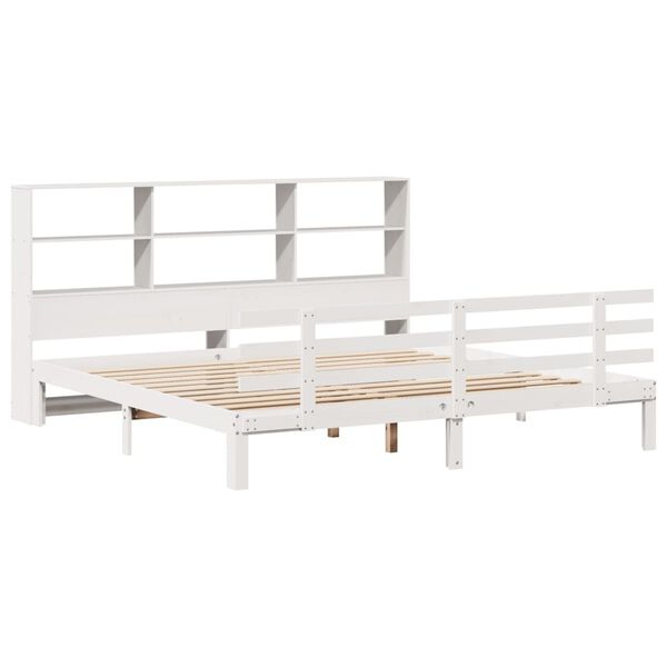 vidaXL Lit biblioth&egrave;que sans matelas blanc 180x200 cm bois pin massif