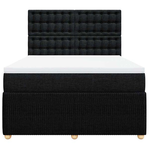 vidaXL Sommier &agrave; lattes de lit avec matelas Noir 160x200 cm Tissu