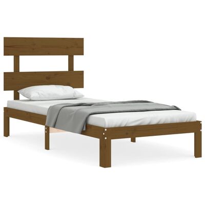 vidaXL Cadre de lit tête de lit marron miel 100x200 cm bois massif