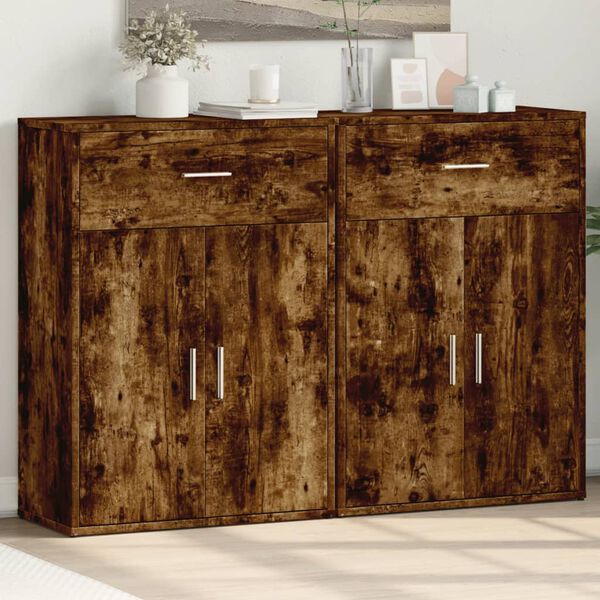 vidaXL Buffets 2 pcs ch&ecirc;ne fum&eacute; 60x30x84 cm bois d'ing&eacute;nierie