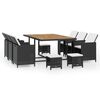 vidaXL Ensemble &agrave; manger d'ext&eacute;rieur 11pcs Rotin et bois d'acacia Noir