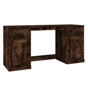 vidaXL Bureau avec armoire ch&ecirc;ne fum&eacute; bois d'ing&eacute;nierie