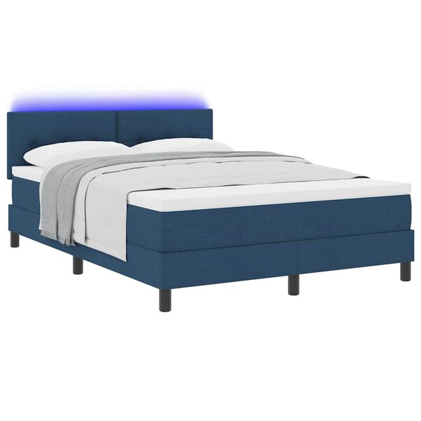 vidaXL Lit &agrave; ressorts avec matelas Bleu 140 x 190 cm tissu