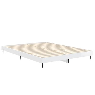 vidaXL Cadre de lit sans matelas blanc brillant 135x190 cm