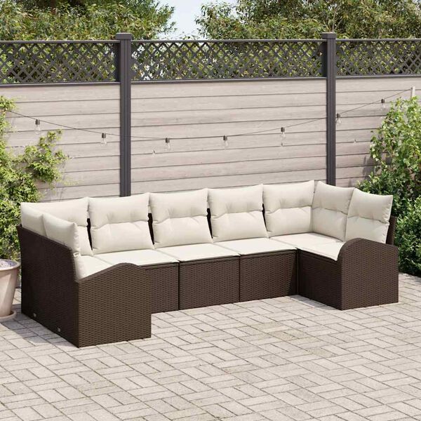 vidaXL Ensemble de canap&eacute; de jardin 7 pcs Marron Poly Rattan