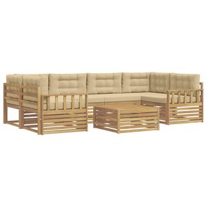 vidaXL Ensemble de canap&eacute;s d'ext&eacute;rieur 7 pc Blanc et Beige Polyester
