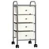 vidaXL Chariot de rangement mobile &agrave; 4 tiroirs Blanc Plastique