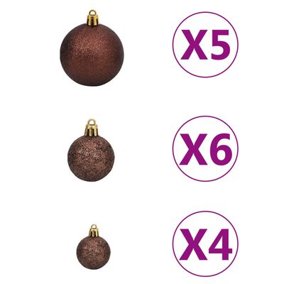 vidaXL Set de boules de Noël avec pic et 150 LED 61 pcs Doré et bronze