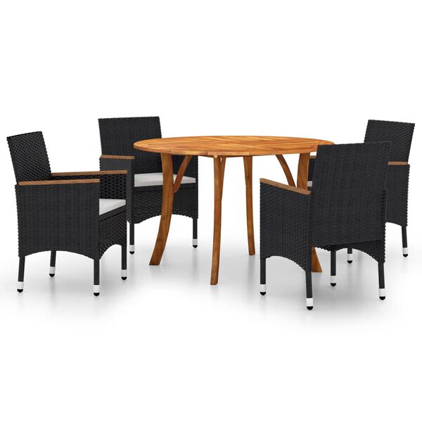 vidaXL Ensemble &agrave; manger de jardin 5 pcs Noir