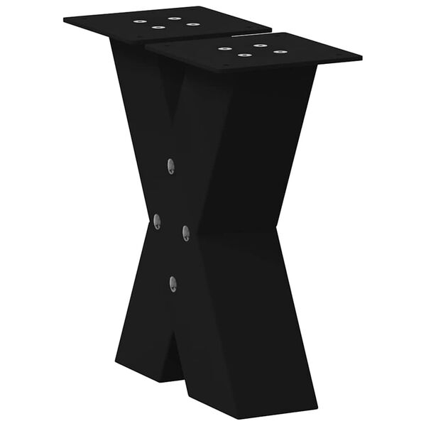 vidaXL Pieds de table basse en forme de X, 2 pi&egrave;ces, noir, 40 x (30-31) cm, acier