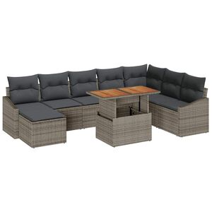 vidaXL Ensemble de salle &agrave; manger pour jardin 9 pcs Gris et marron