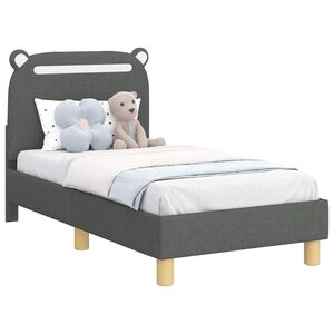 vidaXL Cadre de lit pour tout-petit avec t&ecirc;te de lit Gris fonc&eacute; Tissu