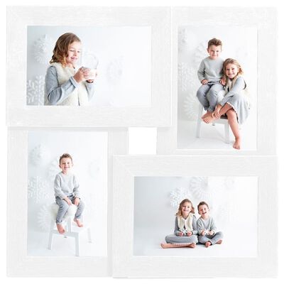 vidaXL Collage de cadres photo pour photo de 4x(10x15 cm) Blanc MDF