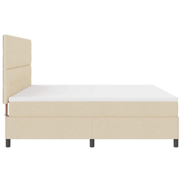 vidaXL Lit &agrave; ressorts avec matelas avec LED Cr&egrave;me 200 x 200 cm tissu