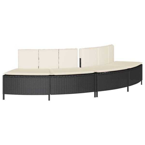 vidaXL Bancs de spa avec coussins 2 pcs noir r&eacute;sine tress&eacute;e