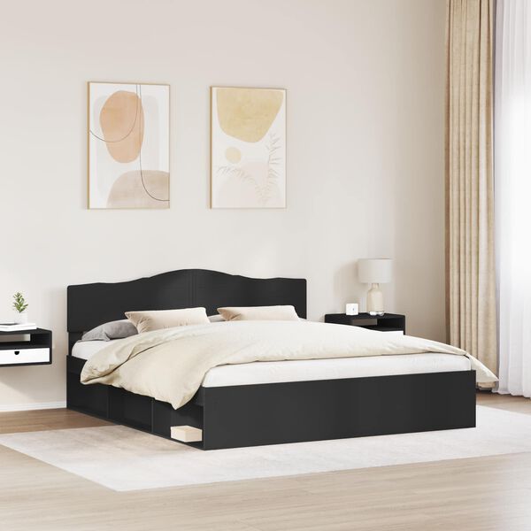 vidaXL Cadre de lit Noir 180 x 200 cm Bois de pin massif