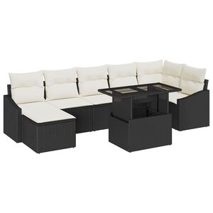 vidaXL Ensemble de canap&eacute; de jardin 8 pc Noir et Cr&egrave;me polyrotin
