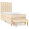 vidaXL Sommier &agrave; lattes de lit avec matelas Cr&egrave;me 100x200 cm Tissu
