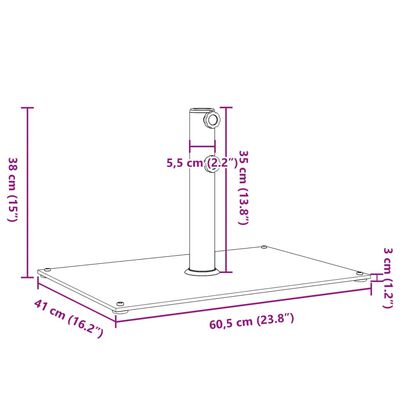 vidaXL Base de parasol pour mâts Ø32/38/48 mm 15 kg rectangulaire