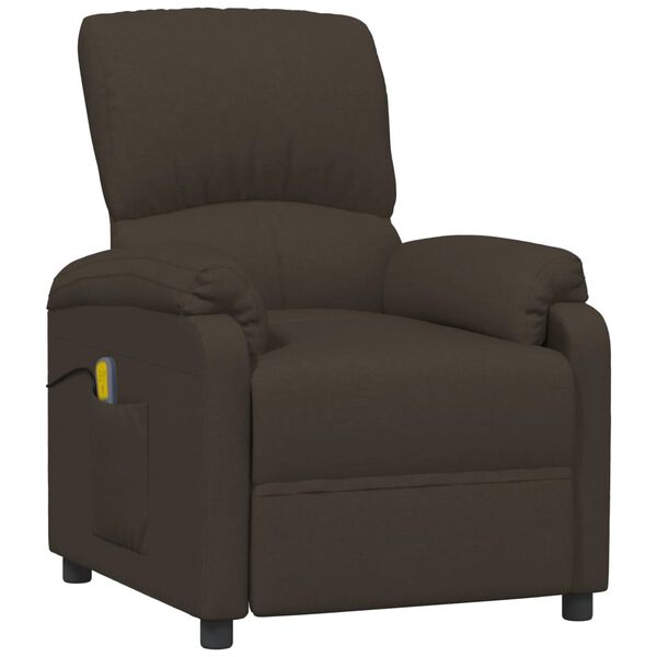 vidaXL Fauteuil de massage Marron fonc&eacute; Tissu