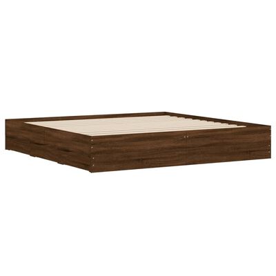 vidaXL Cadre de lit avec tiroirs sans matelas chêne marron 160x200 cm