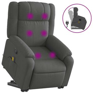 vidaXL Fauteuil de massage inclinable Gris fonc&eacute; Tissu