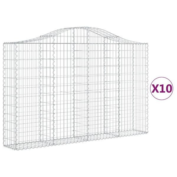 vidaXL Paniers &agrave; gabions arqu&eacute;s 10 pcs 200x30x120/140 cm Fer galvanis&eacute;