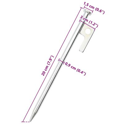 vidaXL Piquets de tente 24 pcs 20 cm 9 mm acier galvanisé