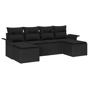 vidaXL Ensemble de canap&eacute; de jardin avec stockage 6 pcs Noir polyrotin