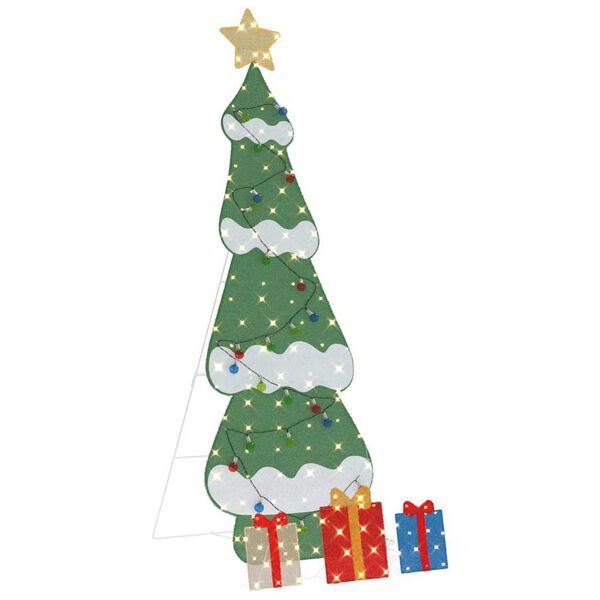 vidaXL Sapin de No&euml;l lumineux avec 3 bo&icirc;tes-cadeaux 2D blanc chaud