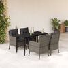 vidaXL Ensemble &agrave; manger de jardin 5 pcs coussins gris r&eacute;sine tress&eacute;e