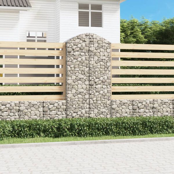 vidaXL Panier de gabions arqu&eacute; 100x50x200/220 cm Fer galvanis&eacute;