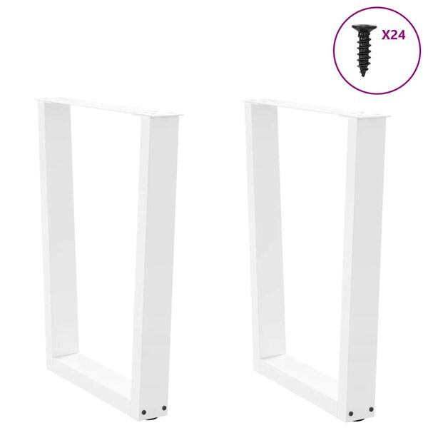 vidaXL Pieds de table &agrave; manger en forme de V, 2 pi&egrave;ces, blanc, 60 x (72-73,3) cm, acier