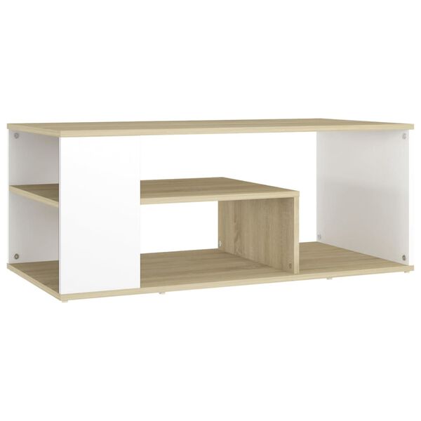 vidaXL Table basse blanc et ch&ecirc;ne sonoma 100x50x40cm bois d'ing&eacute;nierie
