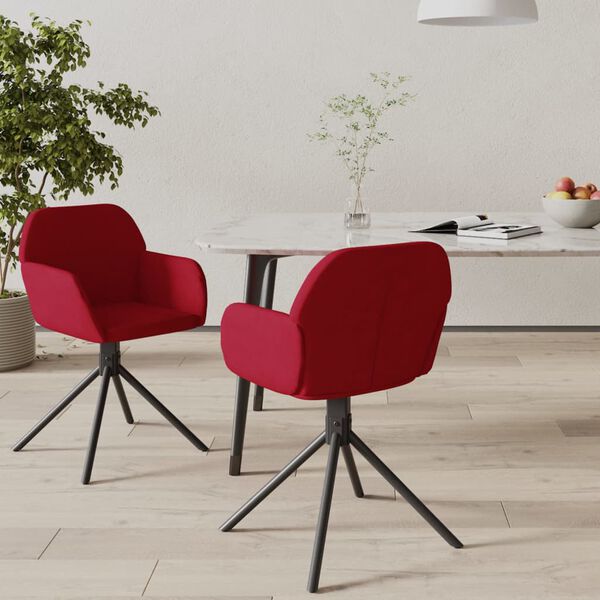 vidaXL Chaises pivotantes &agrave; manger lot de 2 Rouge bordeaux Velours