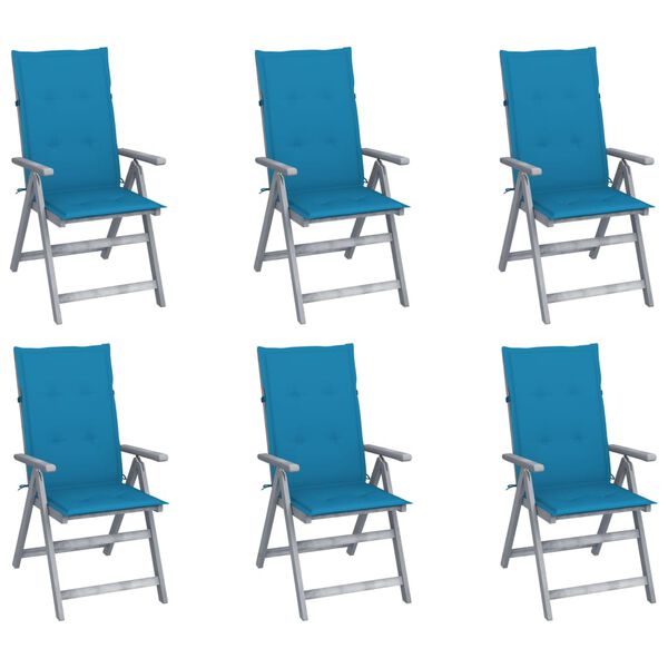 vidaXL Chaises inclinables de jardin lot de 6 et coussins Bois acacia