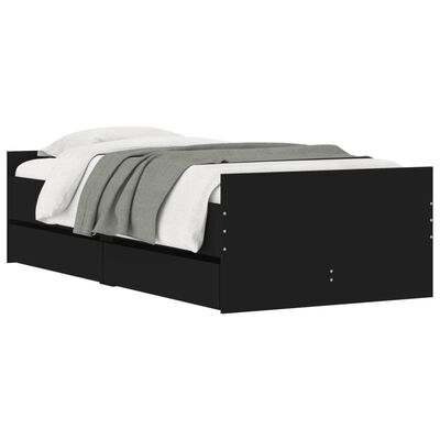 vidaXL Cadre de lit avec tiroirs sans matelas noir 90x190 cm