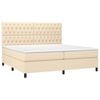 vidaXL Sommier &agrave; lattes de lit et matelas et LED Cr&egrave;me 200x200cm Tissu