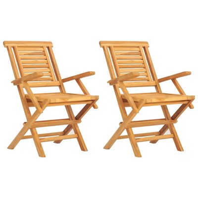 vidaXL Chaises de jardin pliantes lot de 2 56x63x90cm bois massif teck