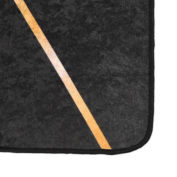 vidaXL Tapis lavable noir et dor&eacute; 80x300 cm
