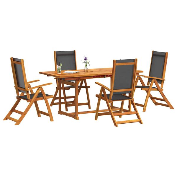 vidaXL Ensemble &agrave; Manger de jardin 7pcs bois d'acacia solide textil&egrave;ne