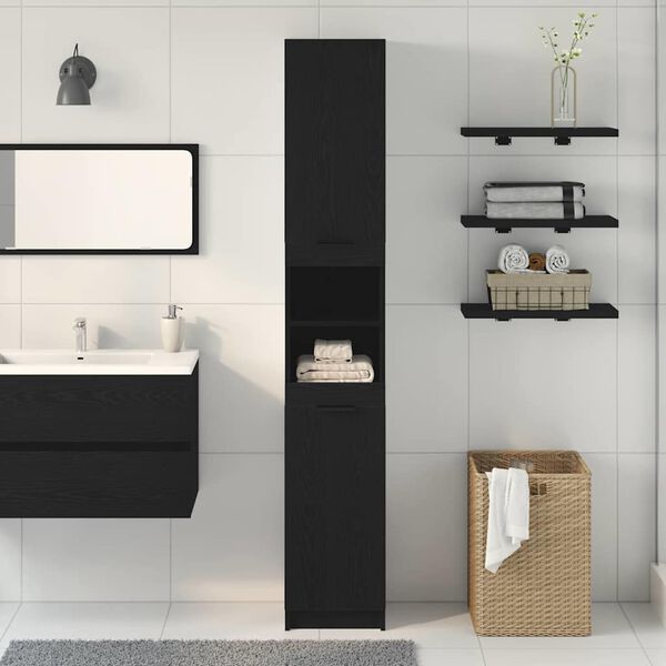 vidaXL Cabinet de salle de bain Ch&ecirc;ne noir 61 x 61 x 188.5 cm