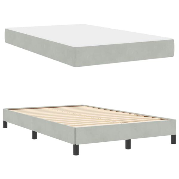 vidaXL Lit &agrave; ressorts avec matelas Gris clair 120 x 210 cm tissu
