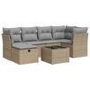 vidaXL Salon de jardin avec coussins 7 pcs beige r&eacute;sine tress&eacute;e
