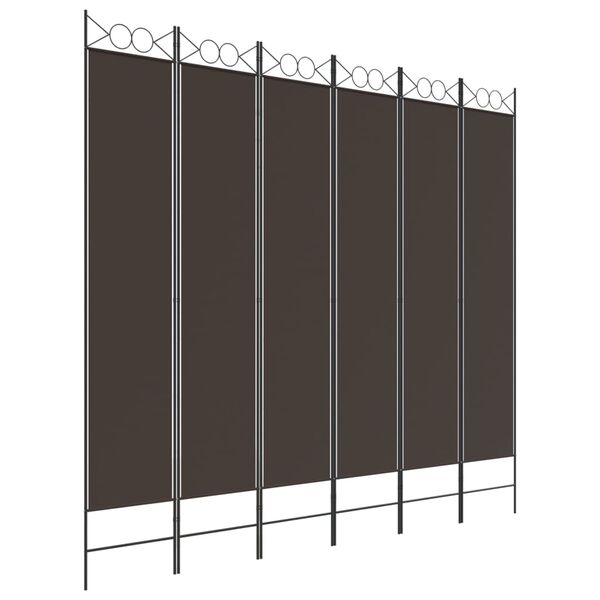 vidaXL Cloison de s&eacute;paration 6 panneaux Marron 240x220 cm Tissu